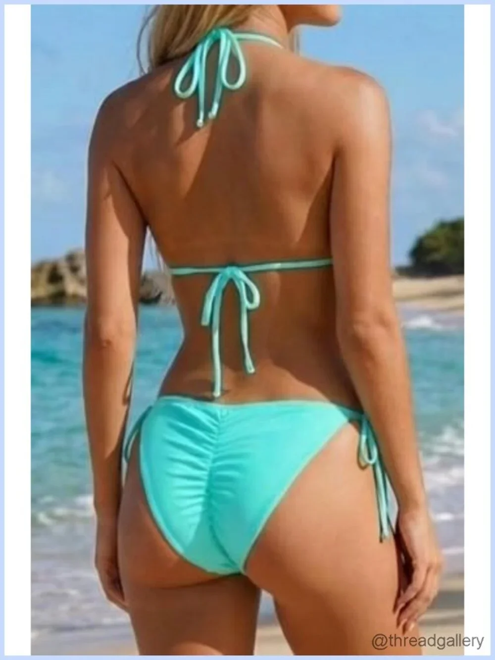 Women's Triangle Bikini Two Piece Halter Tie Side High Cut Swimwear Swimsuit